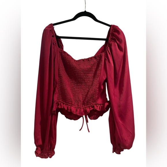 ASTR the Label Deep Pink / Red Long Sleeve Blouse Size Large NWT - Picture 2 of 6